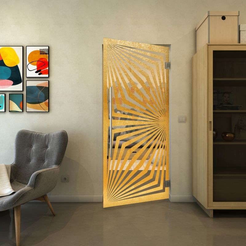 Pendeltür - Fineprint Modell 070 Gold auf Klarglas