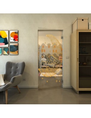 Pendeltür - Fineprint Model 113 Gold auf Klarglas