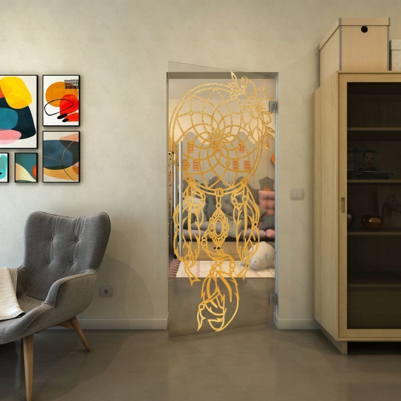 Pendeltür - Fineprint Modell 125 Gold auf Klarglas