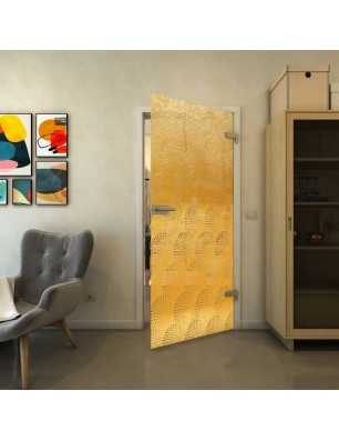 Ganzglastür - Fineprint Model 029 Gold auf Klarglas