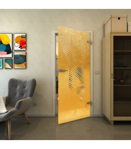 Ganzglastür - Fineprint Model 120 Gold auf Klarglas