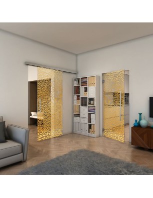 Pendeltür - Fineprint Model 016 Gold auf Klarglas