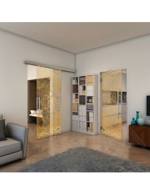 Pendeltür - Fineprint Model 030 Gold auf Klarglas