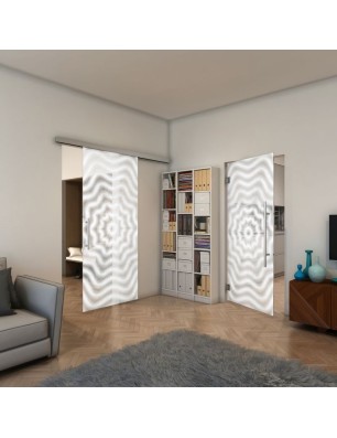 Pendeltür - Fineprint Model 064 Weiss auf Klarglas