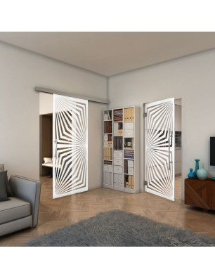 Pendeltür - Fineprint Model 070 Weiss auf Klarglas