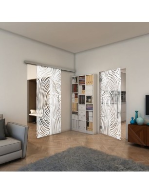 Pendeltür - Fineprint Model 074 Weiss auf Klarglas
