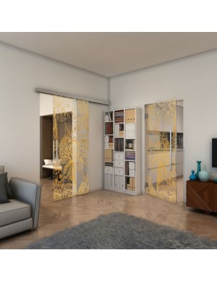 Pendeltür - Fineprint Model 083 Gold auf Klarglas