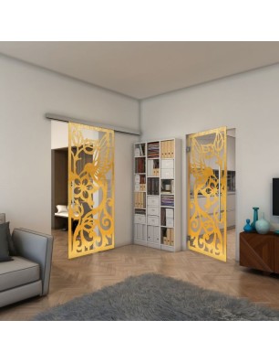 Pendeltür - Fineprint Model 112 Gold auf Klarglas