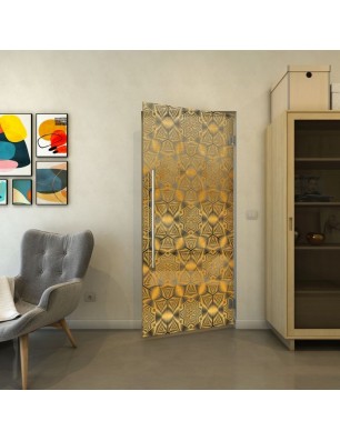 Pendeltür - Fineprint Model 005 Gold auf Grauglas