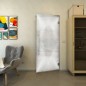 Pendeltür - Fineprint Modell 025 Weiss auf Grauglas
