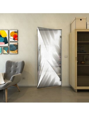 Pendeltür - Fineprint Model 026 Weiss auf Grauglas