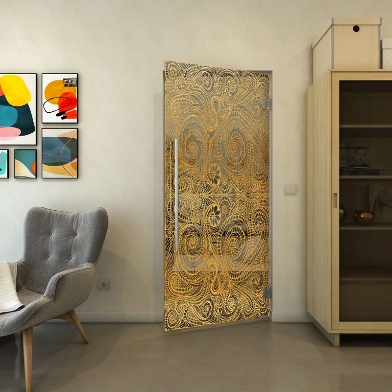 Pendeltür - Fineprint Modell 051 Gold auf Grauglas