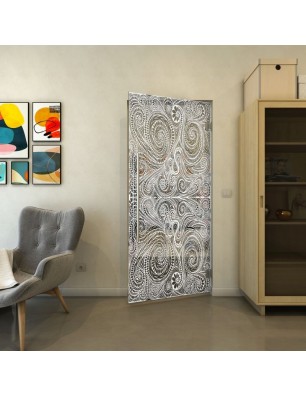Pendeltür - Fineprint Model 055 Weiss auf Grauglas