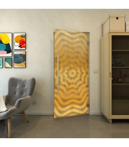 Pendeltür - Fineprint Model 064 Gold auf Grauglas