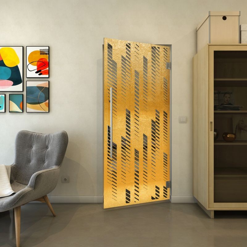 Pendeltür - Fineprint Modell 067 Gold auf Grauglas