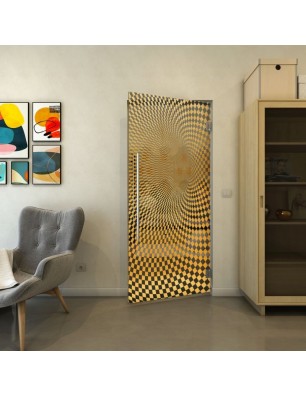 Pendeltür - Fineprint Model 075 Gold auf Grauglas