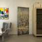 Pendeltür - Fineprint Modell 080 Gold auf Grauglas