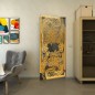 Pendeltür - Fineprint Modell 108 Gold auf Grauglas