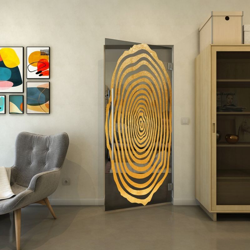 Pendeltür - Fineprint Modell 109 Gold auf Grauglas