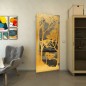 Pendeltür - Fineprint Modell 110 Gold auf Grauglas