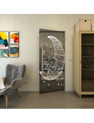 Pendeltür - Fineprint Model 113 Weiss auf Grauglas