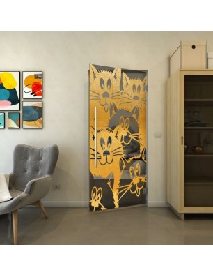 Pendeltür - Fineprint Model 115 Gold auf Grauglas