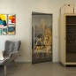 Pendeltür - Fineprint Modell 117 Gold auf Grauglas