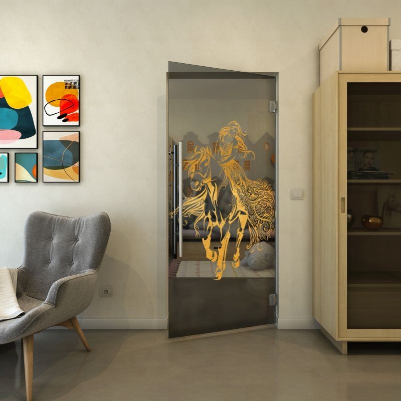 Pendeltür - Fineprint Modell 118 Gold auf Grauglas