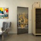 Pendeltür - Fineprint Modell 118 Gold auf Grauglas