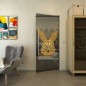 Pendeltür - Fineprint Modell 121 Gold auf Grauglas
