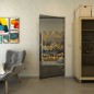Pendeltür - Fineprint Modell 128 Gold auf Grauglas