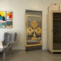Pendeltür - Fineprint Modell 135 Gold auf Grauglas