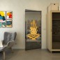 Pendeltür - Fineprint Modell 136 Gold auf Grauglas
