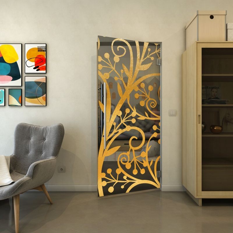 Pendeltür - Fineprint Modell 146 Gold auf Grauglas