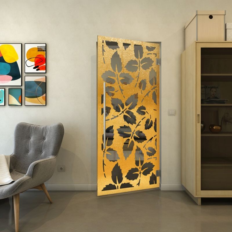 Pendeltür - Fineprint Modell 175 Gold auf Grauglas