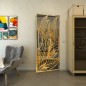 Pendeltür - Fineprint Modell 195 Gold auf Grauglas