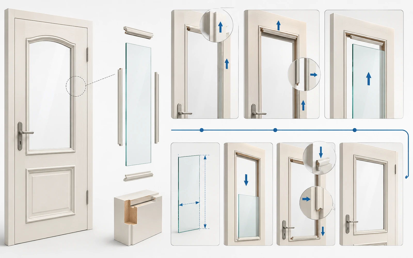 Ablauf zum Ausbau, Messen und Wiedereinsetzen eines Glaseinsatzes